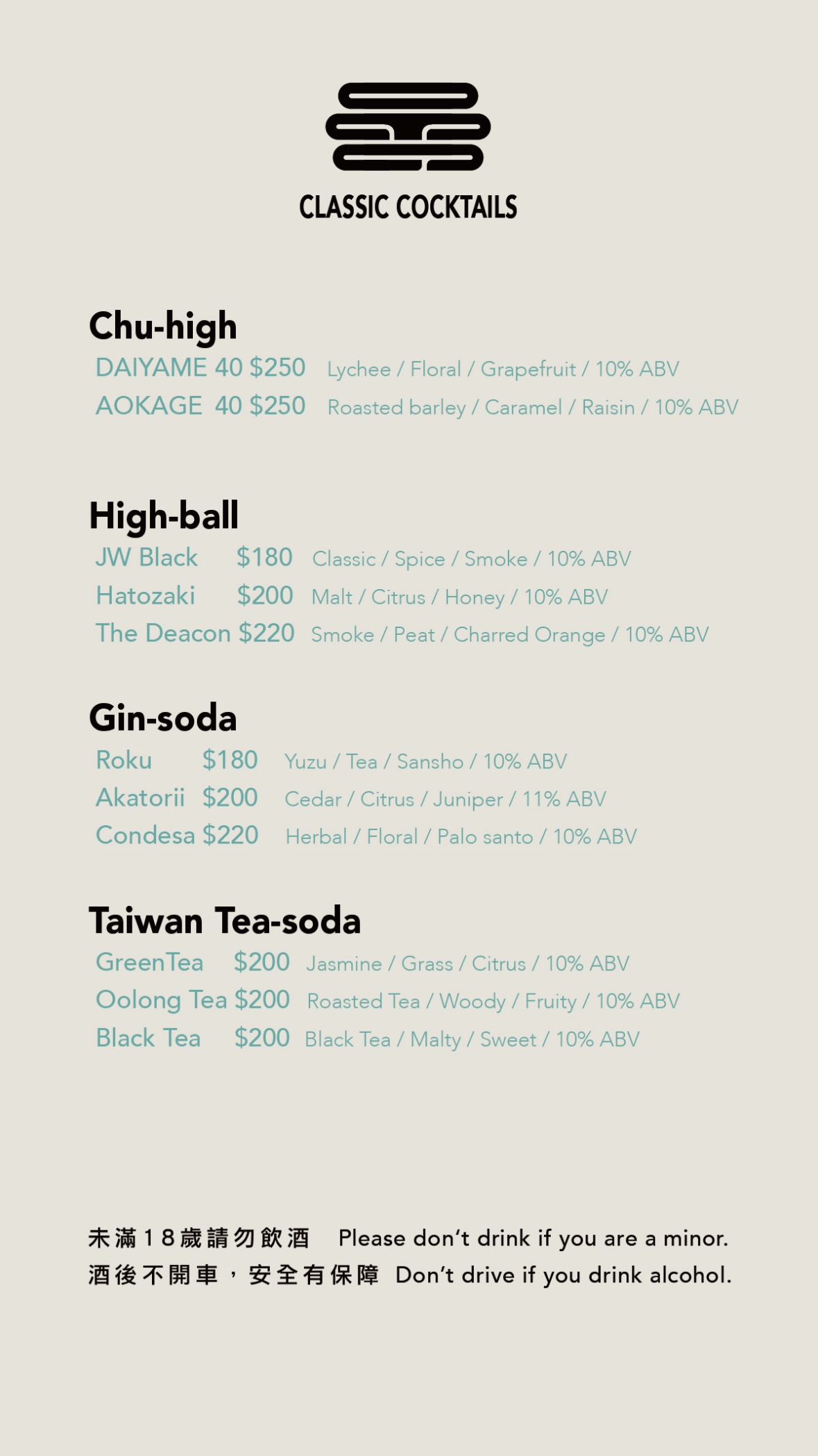 CLASSIC COCKTAILS